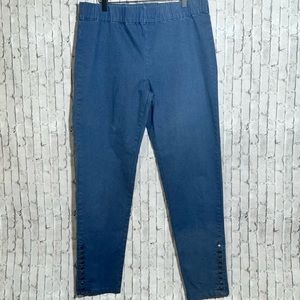 Soft Surroundings Metro Legging Pants Women's Large Tall Blue Pull On Snap Ankle
